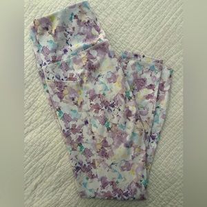 Pastel Floral Leggings | Lavender, yellow, blue | S. M